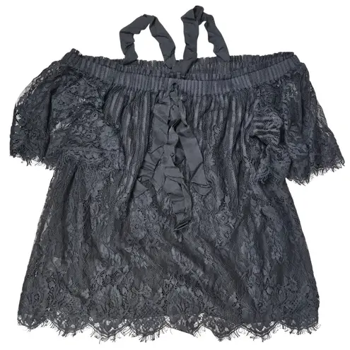 Chelsea 28 Black Lace Whimsy Off-the-Shoulder Top S
