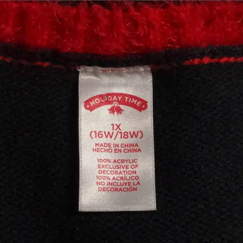 Holiday Time 3D Cool Santa Claus Ugly Christmas Sweater 1X (16W/18W)