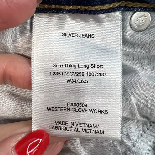 Silver Jeans Co. Sz 34 Bermuda Shorts Sure Thing High Rise 6.5 In Cuffed Stretch