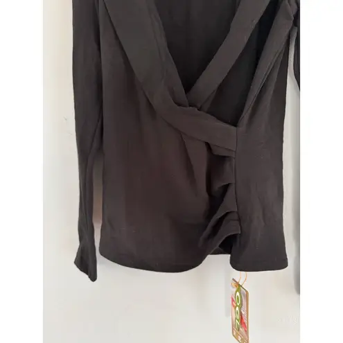 NWT OGL Collared Surplice Top ProWarm Eco Mousse Black Size Medium