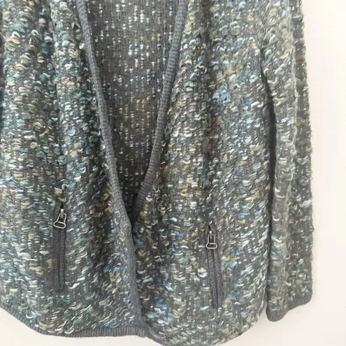 MOTH x ANTHROPOLOGIE | Keavy Jacquard Jacket Sweater Greens Blues Grays | Medium Blue
