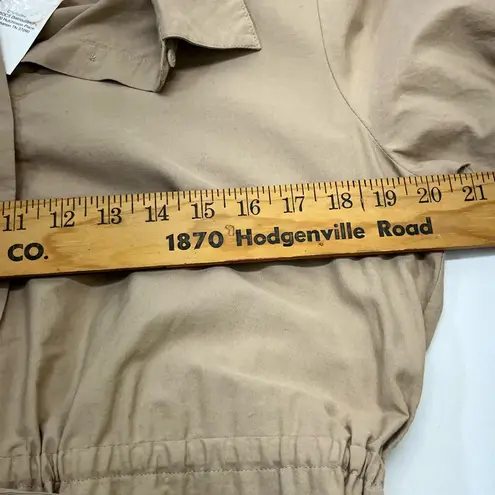 Sweet Magnolia Long Sleeve Shirt Dress W/Embroidered cut out 100% Cotton L Tan Size L