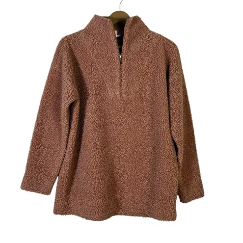 Haven Well Within Sherpa Fleece Quarter Zip Pullover Womens M Brown Cozy Soft Size M