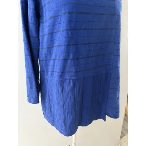 Habitat Clothes to Live In Shirt Womens Medium Blue Stripe Crinkle Lagenlook