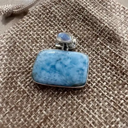 925 Sterling Silver Larimar & Moonstone Pendant