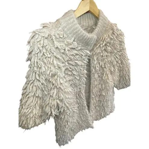 Anthropologie Knitted & Knotted Cardigan Boho Short Sleeve Sweater Jacket Cream Tan Size XS