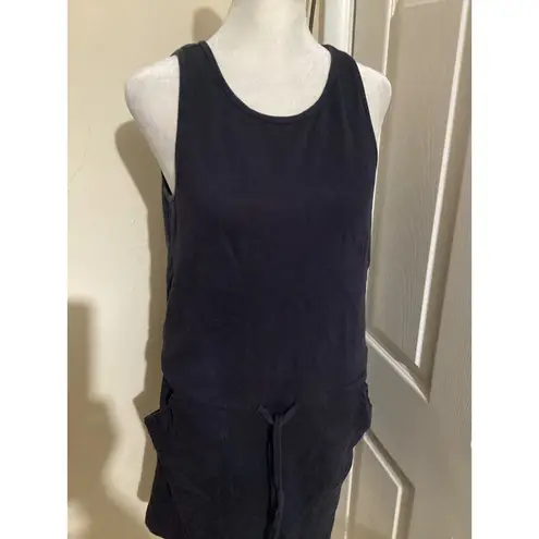 Lilla P Dress Womens Small Navy Blue Sleeveless Drawstring Waist Pockets Casual