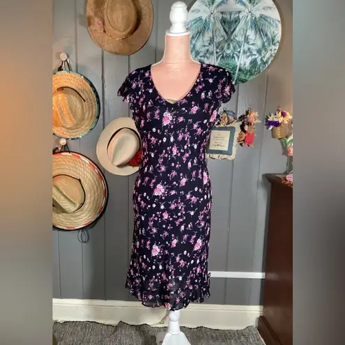 Jones Wear Vintage Flutter Sleeve Hem Midi Dress Medium