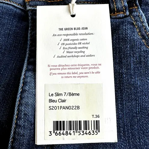 Sézane Sezane Parfait Jeans Slim Organic Cotton Mid Rise Medium Wash Blue 36 Tall NWT