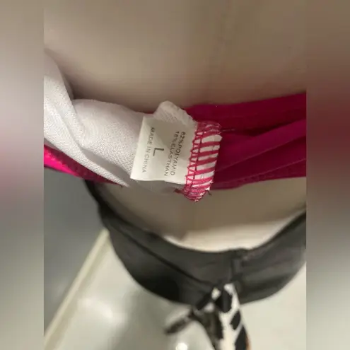 NWOT Women's Pink & Black OnePiece Swimsuit w/ Front Bowknot Size:Lrg