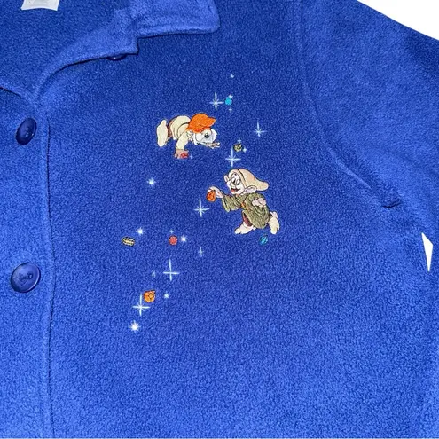 Disney VTG 90s  Store Fleece Jacket Large Snow White Seven Dwarfs Embroidered