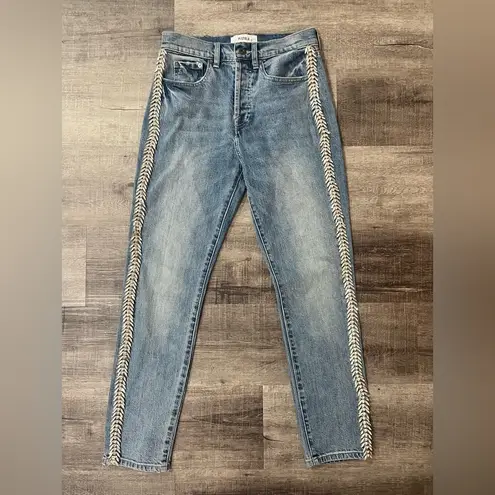 Pistola Nico High Rise Mom Ankle Straight Embellished Jeans in Duality