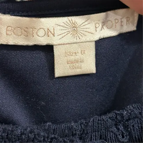 Boston Proper Women's Blue Crochet Lace Flare Sleeve Short Dress Size L