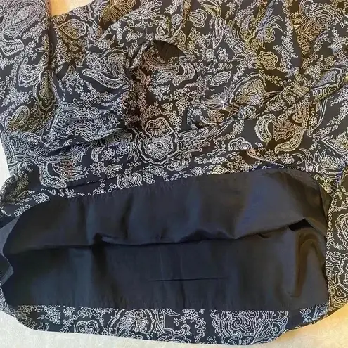 Artisan NY Black Paisley Cold Shoulder Long Sleeve Lined Shift Dress Size 8