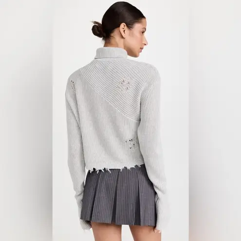 SER.O.YA Fae Distressed Turtleneck Sweater in Silver Size L
