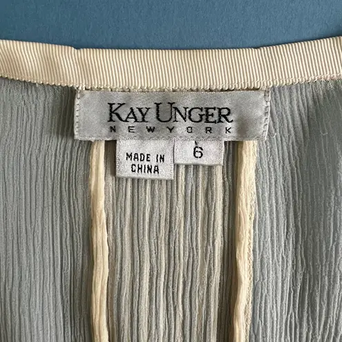 Kay Unger New York Vintage Lace Button Up Silk Cream Midi Dress