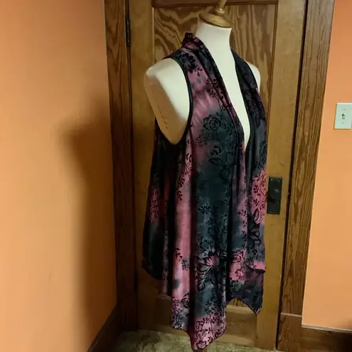 Sami & Jo Vtg Y2K pink n black tie dye cover up vest