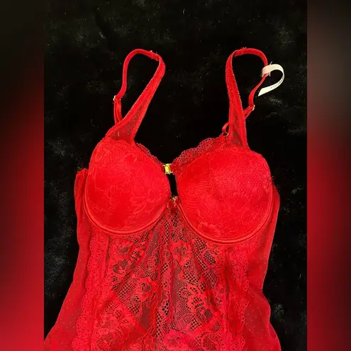 Daisy Fuentes Red Lace Bodysuit - Size Small