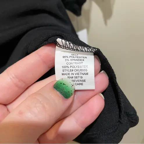 Ny Collection Burnout Mesh Elbow Sleeve Top Black Size Medium