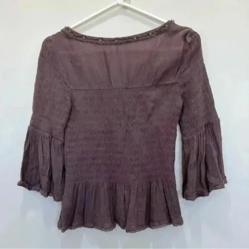 Free People  Sugar Magnolia Smocked Blouse Size Xs