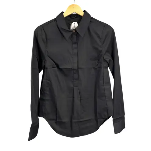 Universal Standard Elbe Shirt Black Long Sleeve Button Down Size 4XS 00-0 New
