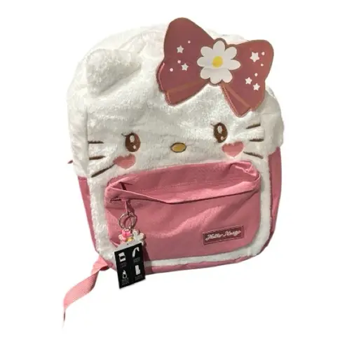 Sanrio Hello Kitty Kawaii Fuzzy full size backpack bag adjustable straps
