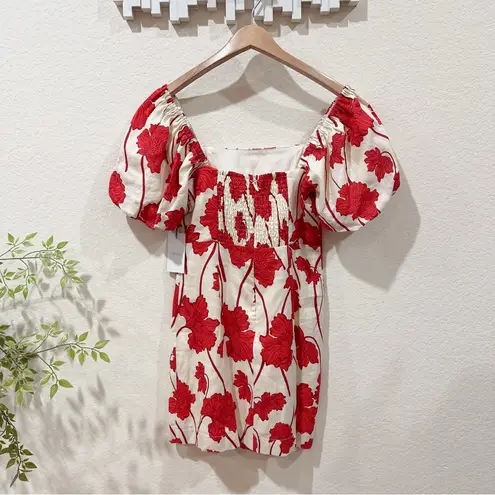 Greylin Lucy Linen Puff Sleeve Square Neck Mini Dress One Size NWT Casual