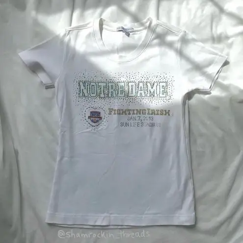 Notre Dame gold white and green sequin glitter shirt