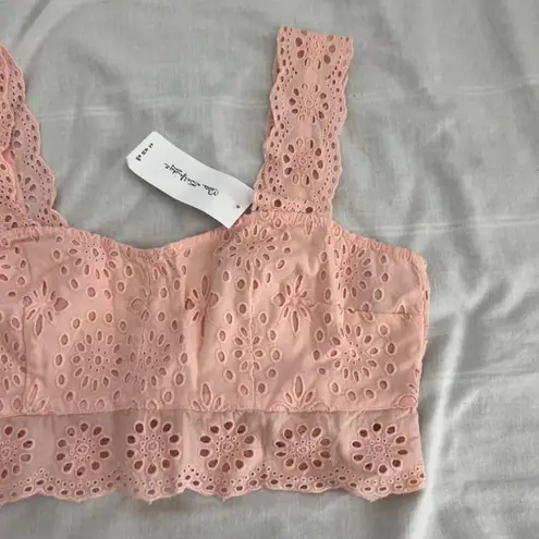 Miss Selfridge  pink eyelet crop top