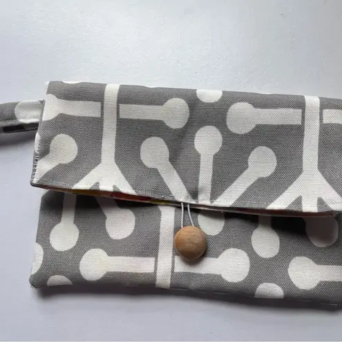 Little Orange Scooter Fabric Pouch Wallet Coin Purse Clutch Wristlet Grey White