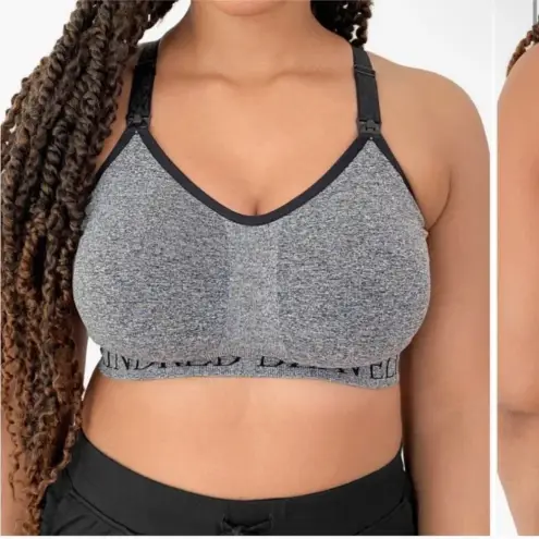 Kindred Bravely Nursing Sports Bra Grey Black Size L Busty Size L