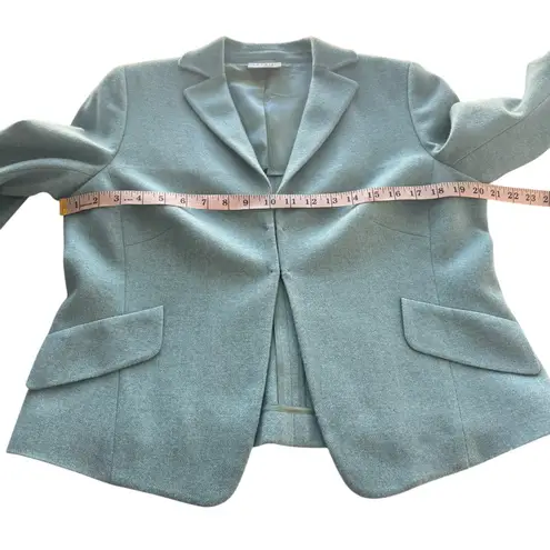 Akris Punto Sumptuous Aqua Jacket 100% Wool Light Blue Hook & Eye Flaws US 12 - Image 11