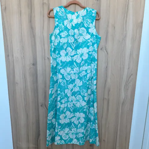 Coldwater Creek Floral Silk Linen Dress Blue Size 14P Boho