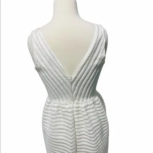 Bar III  Dress Fit and Flare Eyelet Lace Illusion Stripe Sleeveless Mini White 4