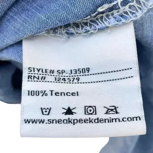 Sneakpeek Chambray Star Button Down Shirt Blue Size M