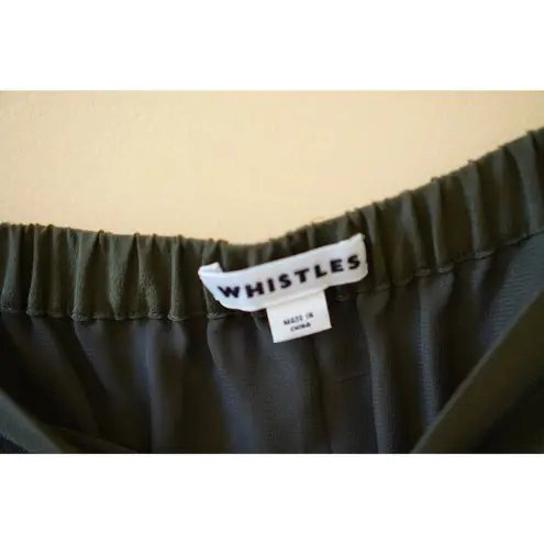 Whistles Flavia Off The Shoulder Midi Silk Tie Dress Khaki Green Size 0 XS NWT