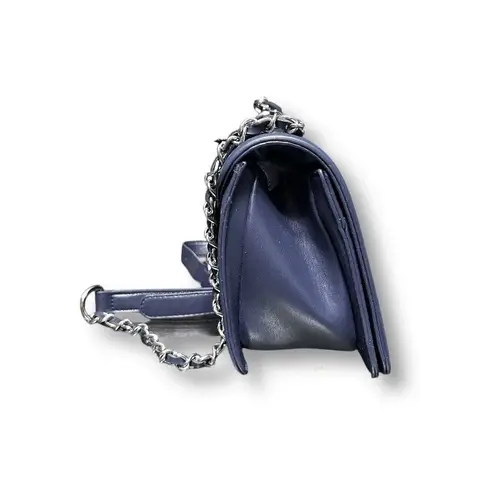 Badgley Mischka NWT Quilted Denim Crossbody Bag Blue Pearls Vegan Leather Chic