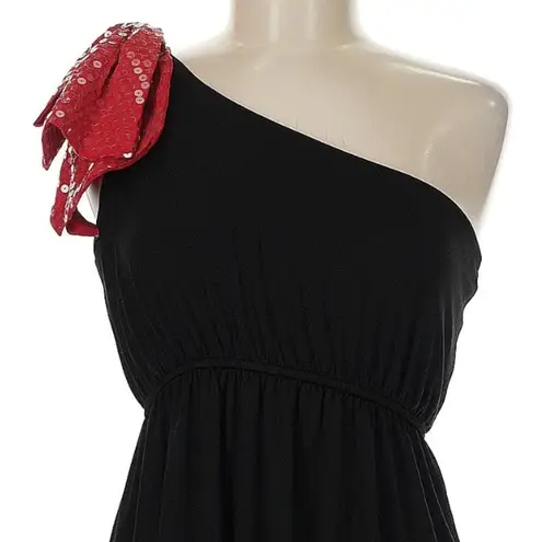 Judith March Vintage Y2K Black and Red One Shoulder Sequin Bow Dress Size Medium