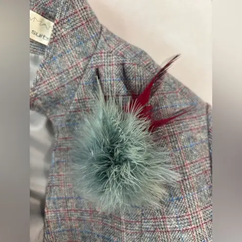 Union Made 4 Wool Gray Plaid Skirt Blazer Suit