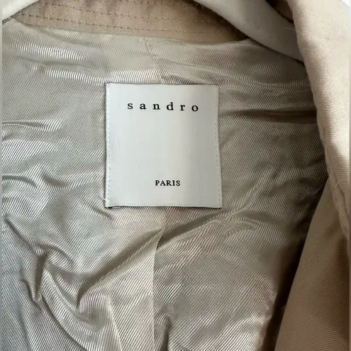 Sandro Victory Plaid Back Cotton Trench Coat Size 6- NWT