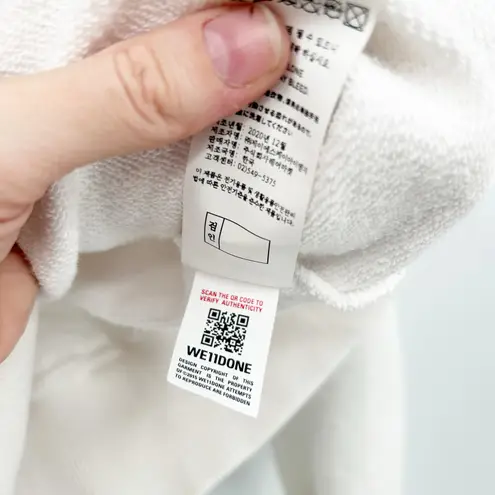 We11done Unisex Streetwear Graffiti Patch Graphic Crewneck Sweatshirt Size S White