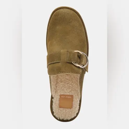DOLCE VITA Suede Astor Plush Flats Mule Olive Green