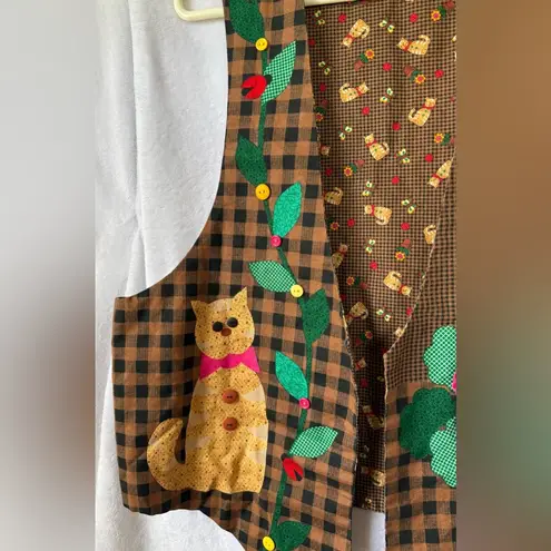 Handmade Large Brown Reversible Cat Floral Gingham Vest