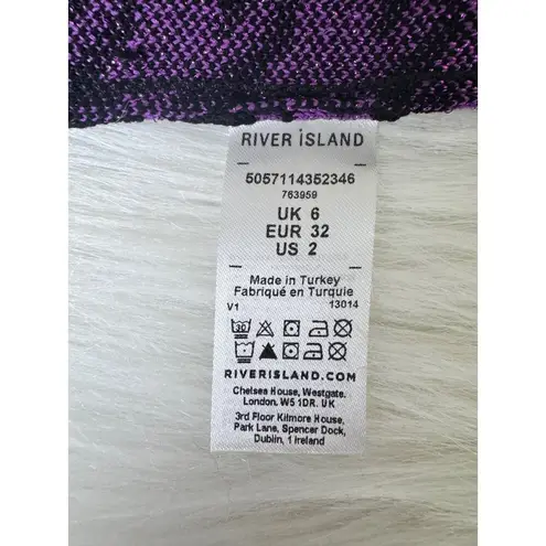 River Island Houndstooth Midi Body Con Pencil Skirt US Size 2 / UK Size 6 Purple