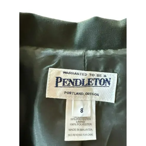 Pendleton Gray Wool Blend Size 8 Blazer Zipper Front Jacket Collar Short