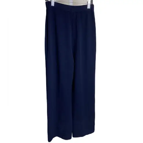 St. John #308  Collection Navy Ribbed Stretch Wide Leg Pants - Image 5