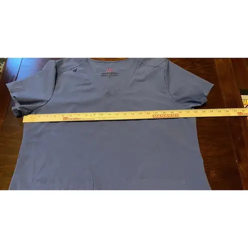 Natural Uniforms Scrub Top Large Blue Modern Fit Cool Stretch Nurse Medical Vet