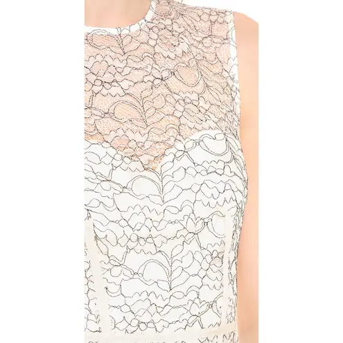 Jill Stuart Jill Love Glow Sheath Dress White Black Lace Illusion Neckline Sz 2