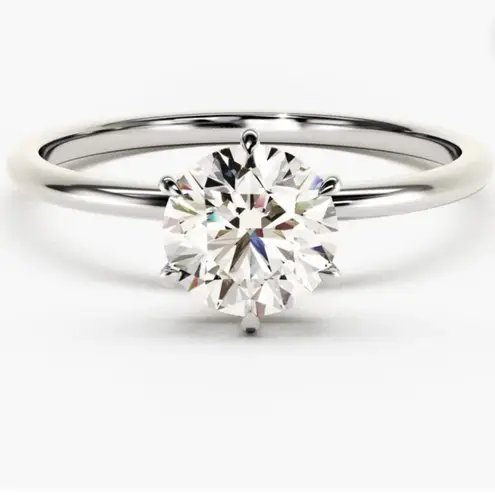 Boutique 2Ct Solitaire Moissanite Diamond Engagement Ring | Platinum Plated Silver