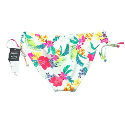 Salt + Cove Juniors' Retro Hibiscus Lace Up Bikini Bottom White Colorful XL Size undefined
